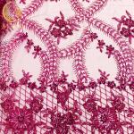 African Sequin Lace Fabric Embroidery 1 Yard Length For Wedding Dress