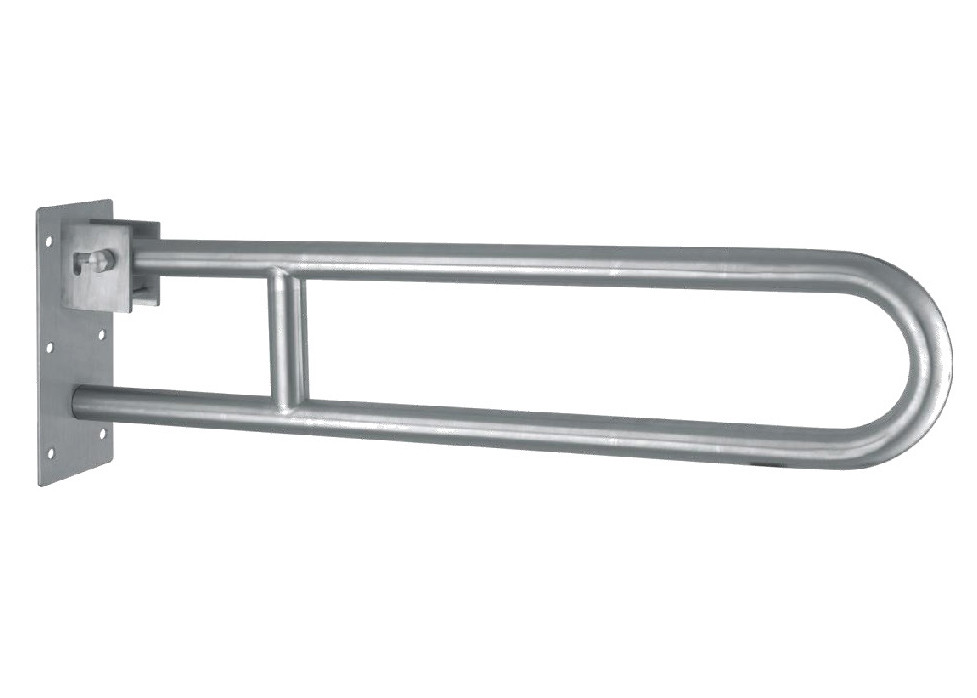 Stainless steel 304 Material bathroom Inox Brush Finished Disabled Toilet U Shaped rail Wall Mounted Swing Up Grab Bars