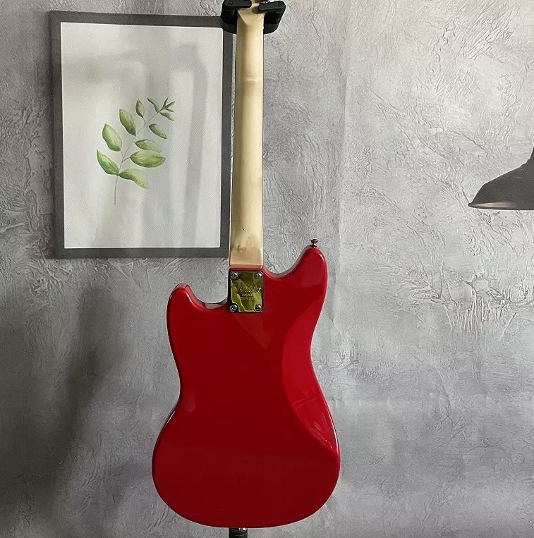 Custom Fender Mustang Style Electric Guitar in Red S-S Pickups Chrome Hardware