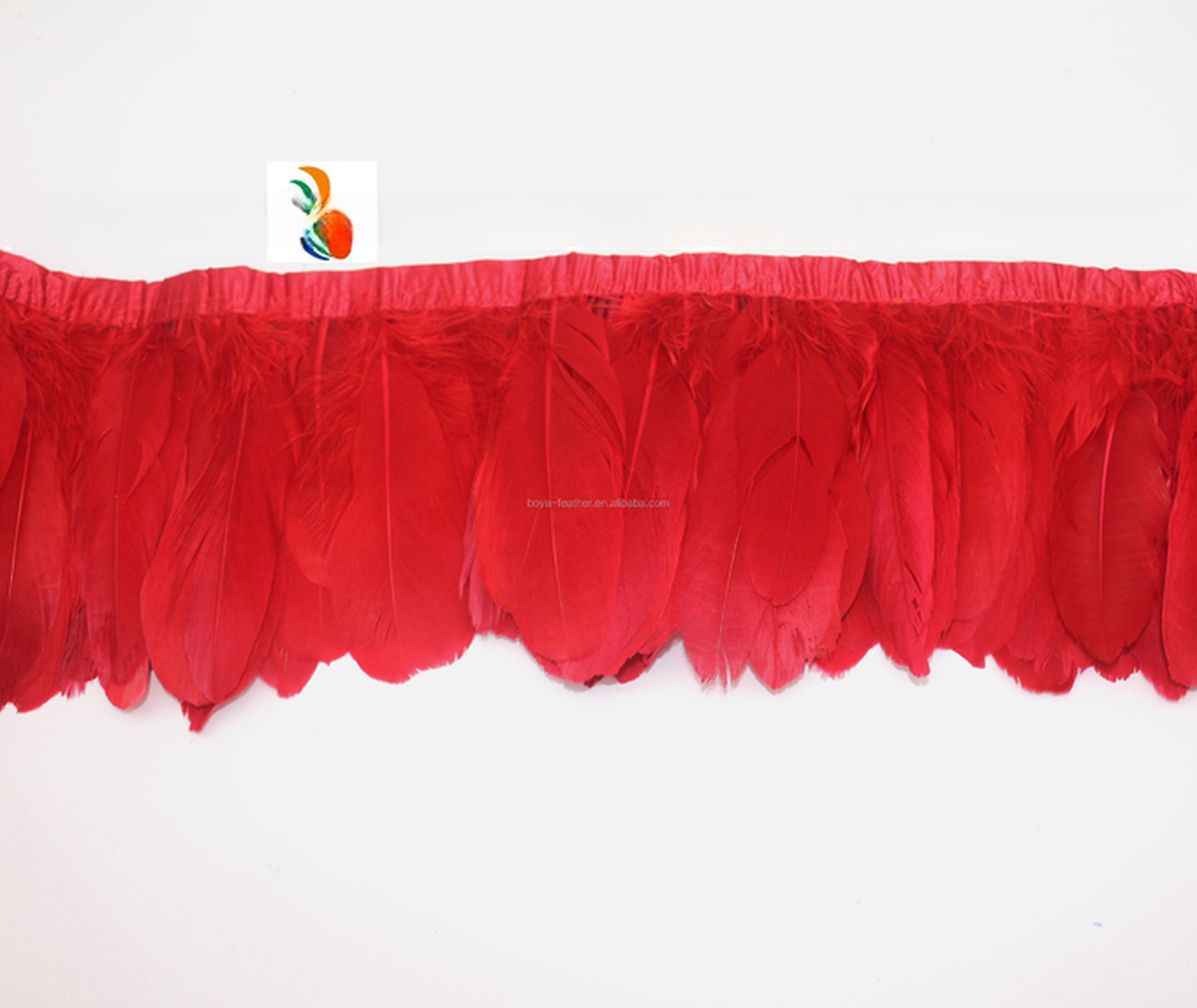 Party Essential 1 Yard Dyed Goose Nagoire Feather Fringe Trimming with Satin Ribbon Tape