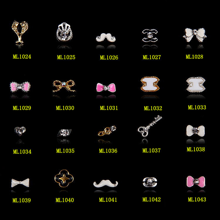 Hot NEW Wholesale Alloy Jewelry 3D Nail Art Jewelry Nail rhinestones Sticker Supplier Number ML1024-1043