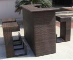 Contemporary Black Resin Wicker Bar Set For Outdoor Beach Bar