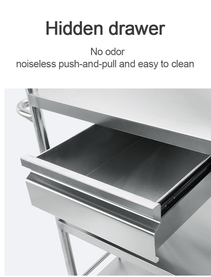 3 Layer Hospital Stainless Steel Medical Instrument Trolley
