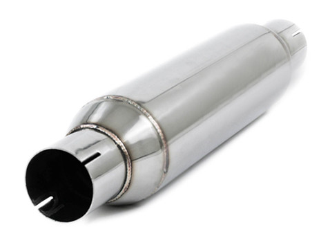 2.5" Inlet 2.5" Outlet 63.5mm Stainless Steel Resonator 12" Overall Length Polished