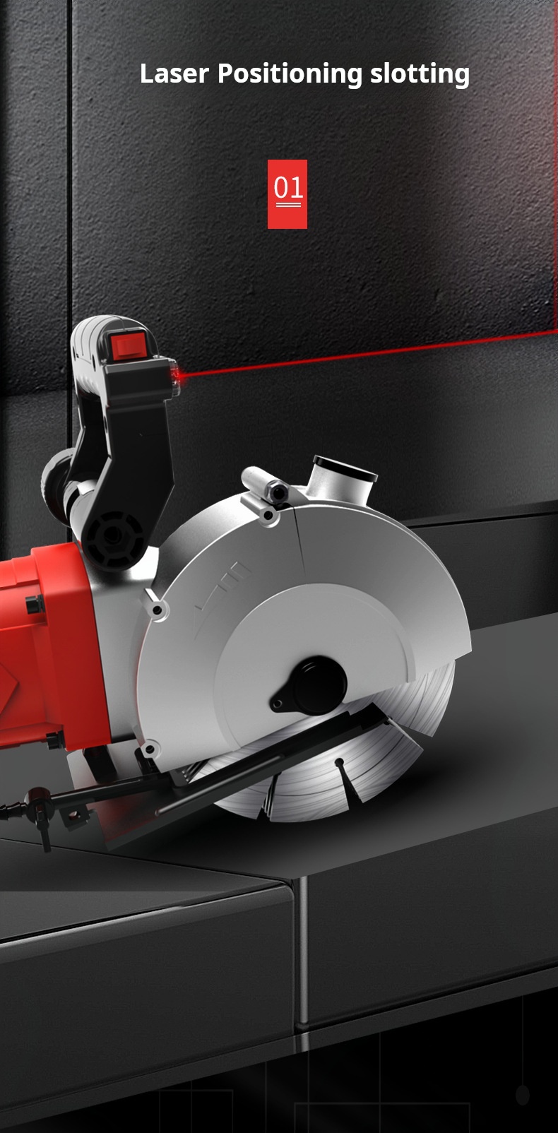 Laser Positioning Slot Wall Groove Cutter 42mm Cutting Depth Adjustable