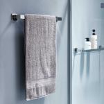 Brushed Silver Bathroom Towel Bars Wall Mounted Modern Square Towel Holder