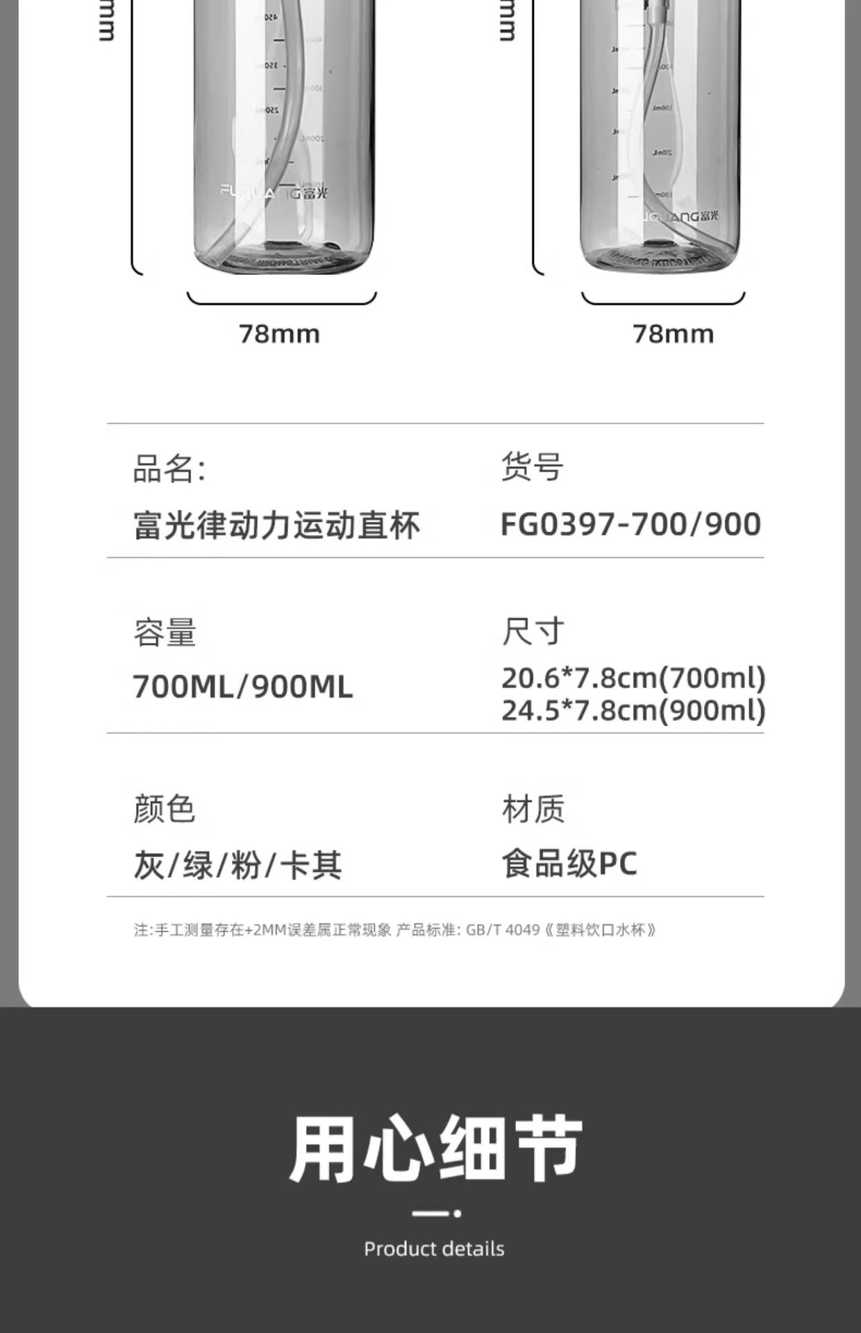 900ml 1300ml Water Bottle Large Capacity Men Portable Tritan Plastic Clear Water Bottle With Handle Double Leakproof Humanized Design