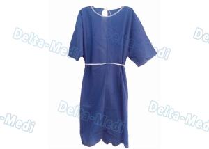 Quality Comfortable Short Sleeve Disposable Patient Gowns , Blue Isolation Gowns CE Certification wholesale