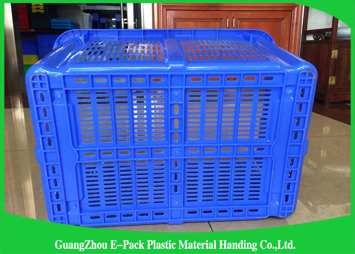 Health Blue Plastic Food Crates Big Capacity Easy Stacking Long Service Life