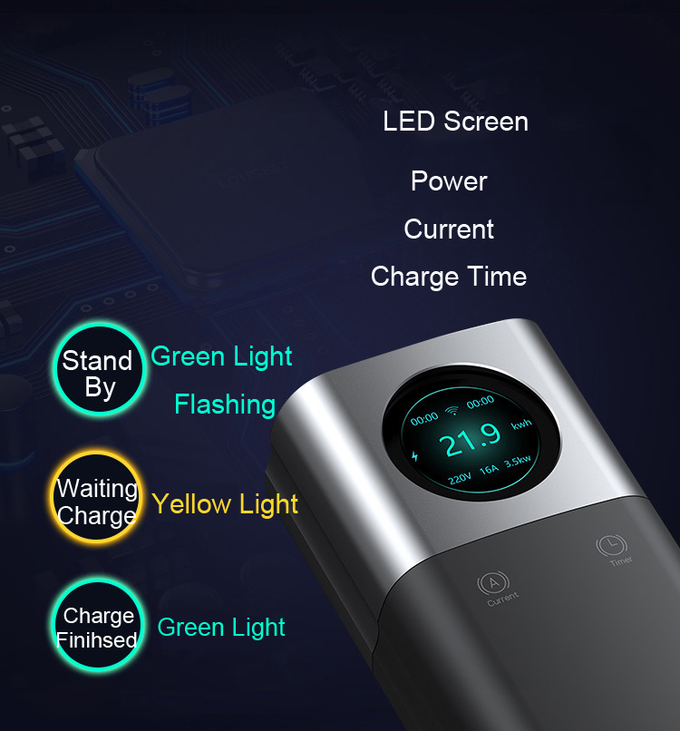 3.5KW 7KW 11KW 22KW Portable EV Charger with EU Plug Plug and Play Single/Three Phase Electric Transmission Method