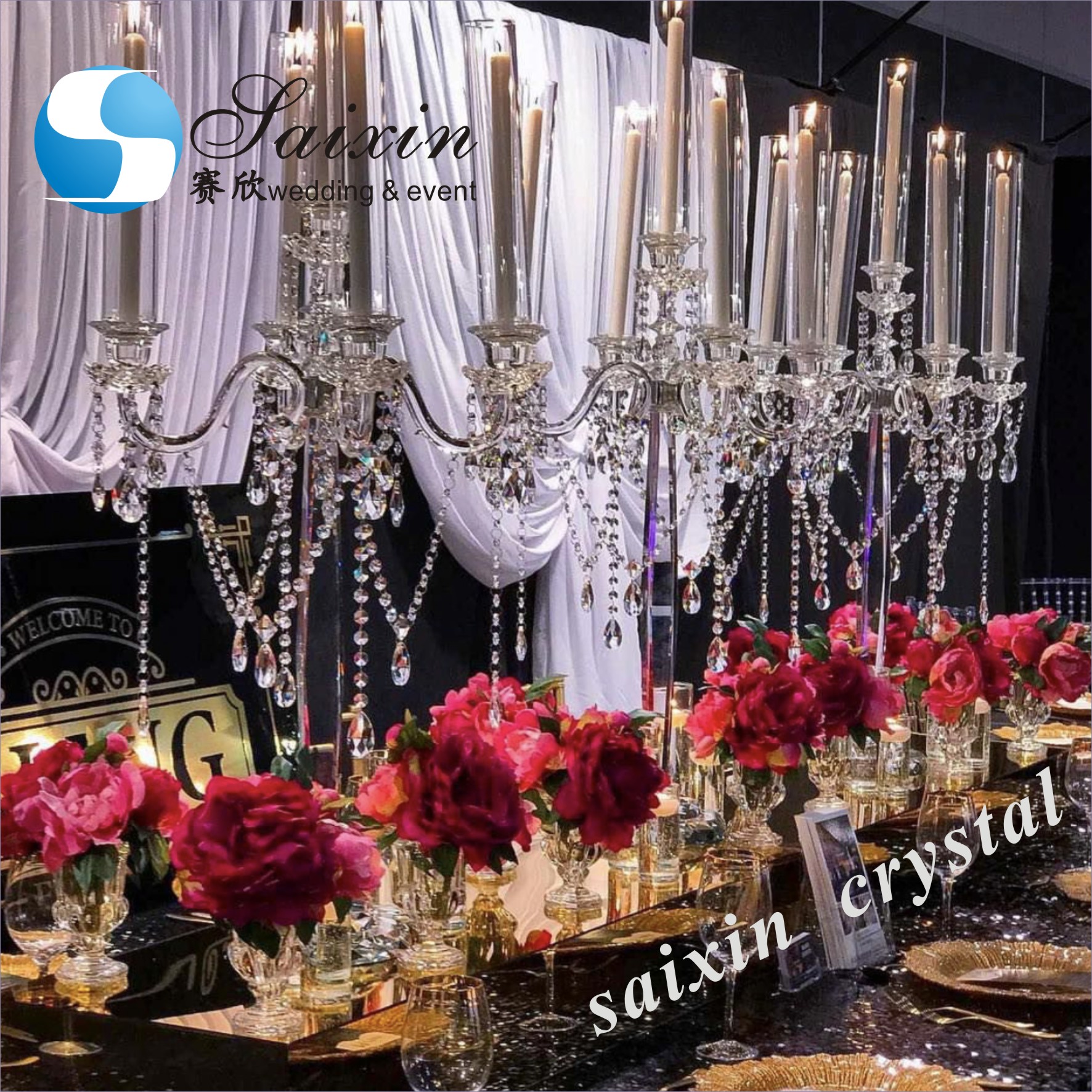 Factory wholesale gold metal candles holder for wedding table top centerpiece