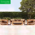 Water-resistant Fabric Cushion Excellent Natual Teak Outdoor Sofa Set Teak