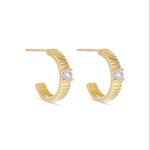 Ladies Cubic Zirconia Diamond Hoop Earrings Brass Round Brilliant Cut