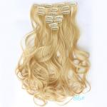Blonde 16 Inches Synthetic Clip In Hair Extensions High Temperature Fiber