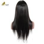 Customized Human Hair Front Lace Wig Natural Black Straight Human Hair Wig