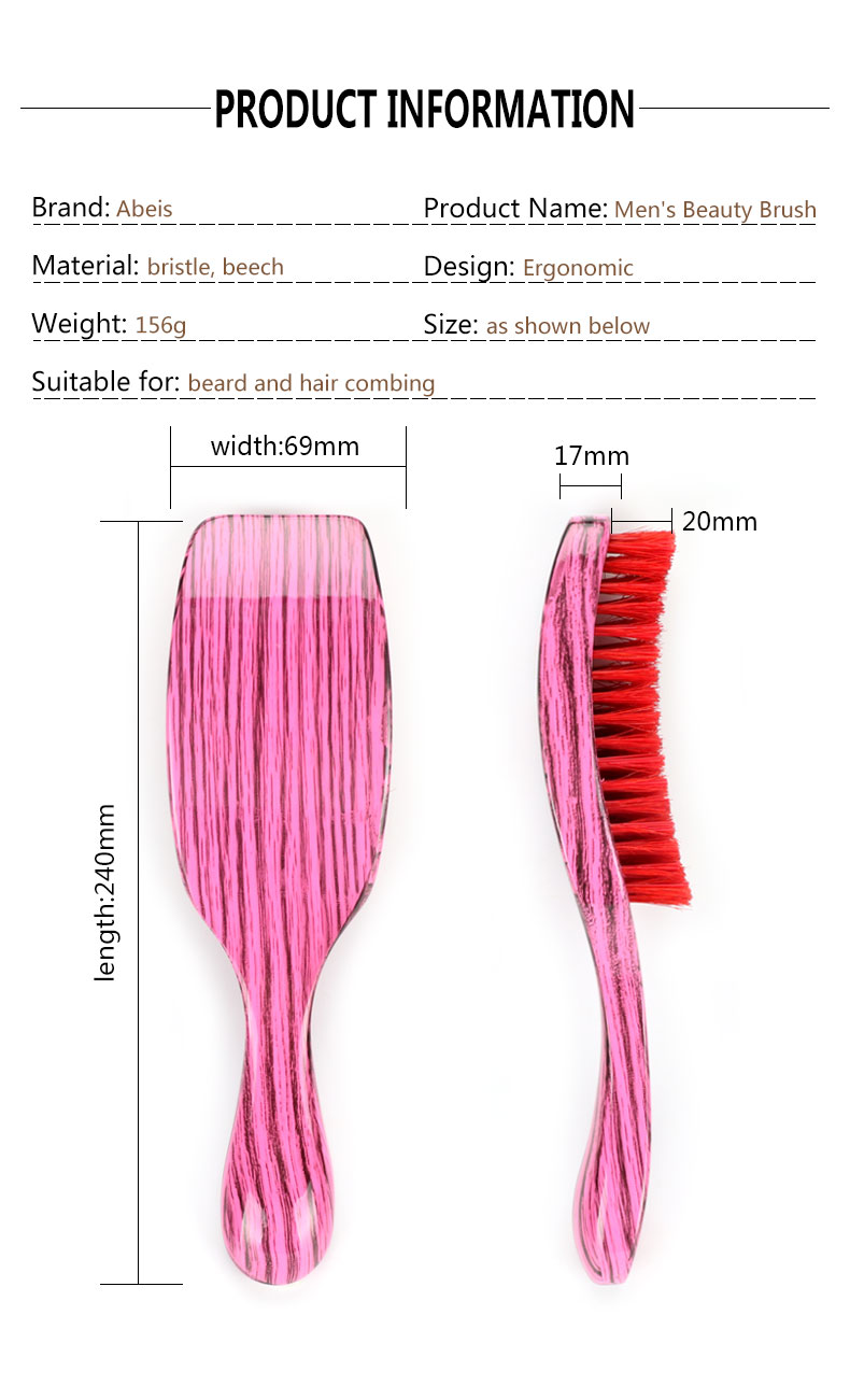 Customized Logo Abeis Long Handle 100% Boar Bristle Curved Men'S Wave Brush 360 With Vent