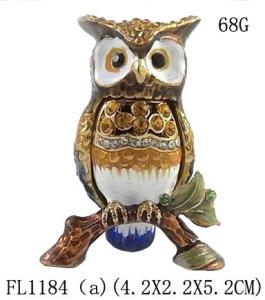 Quality Fashion Metal Alloy Pewter Rhinestone Crystal Enamel Eagle Trinket Jewelry Box wholesale