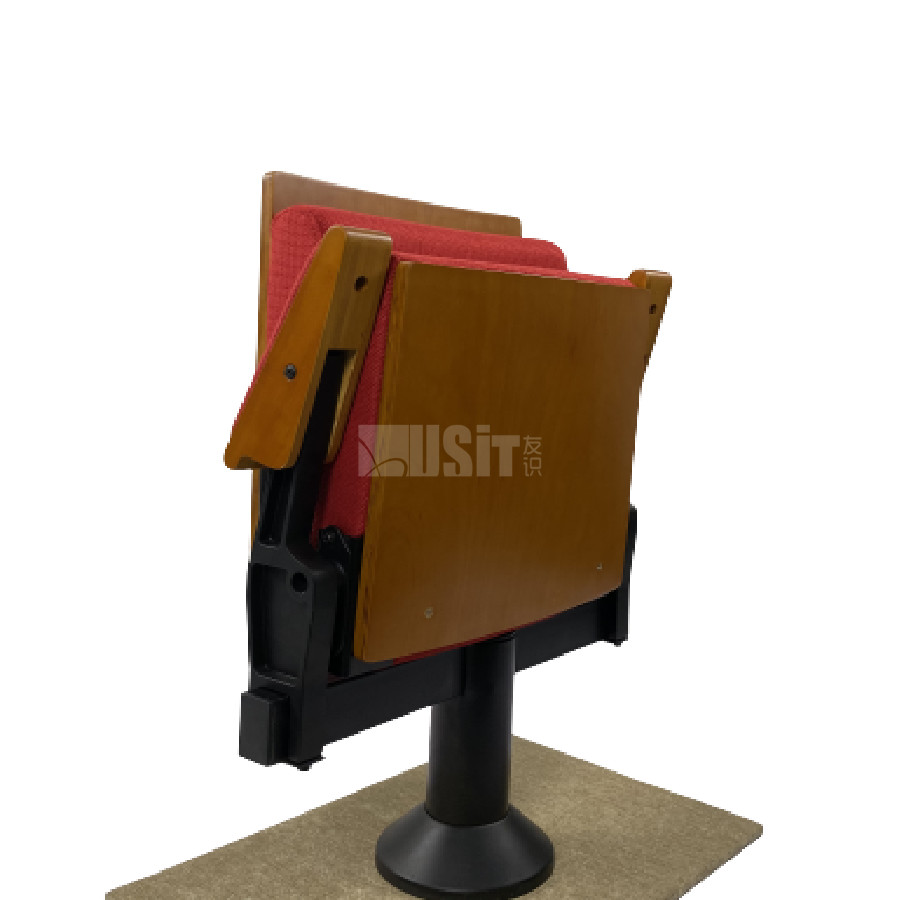 Solid Wood Armrest Folding Conference Chair Prayer Church Red Portable Theatre Seats