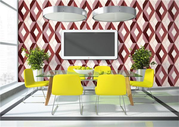 Geometric Print 3D PVC Wallpaper Waterproof For TV Wall Background , Eco