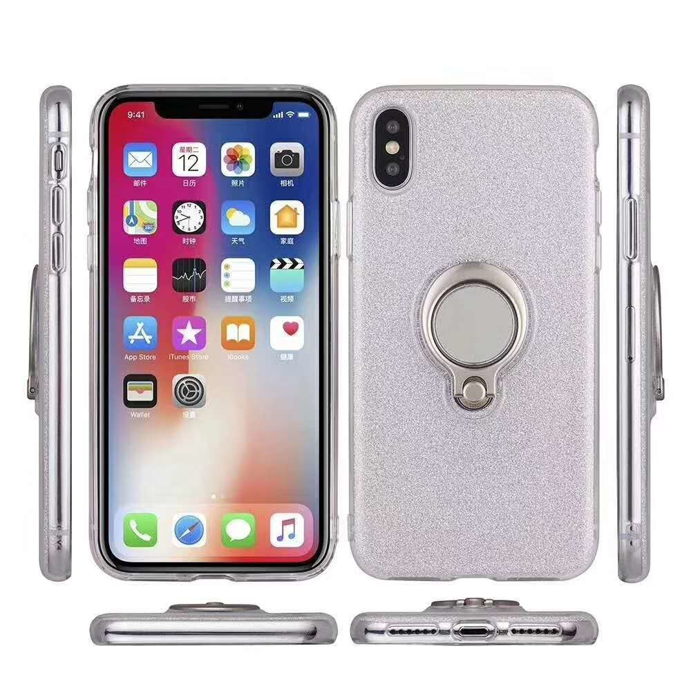 Color Glitter Ring Magnetic Car Mount Holder Soft TPU Case Back Cover For Huawei Y7 PRIME 2018/Y7 PRO Nova2 lite P20Lite