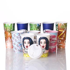 Quality Wholesale eco friendly durable custom logo printed IML container pp drink cup disposable juice cup plastic cup coffee wi wholesale