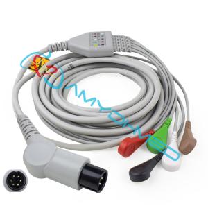 Quality Universal 6Pin Medical 5 Lead ECG Cable And Leadwire Iec Snap 2.4m Cable wholesale
