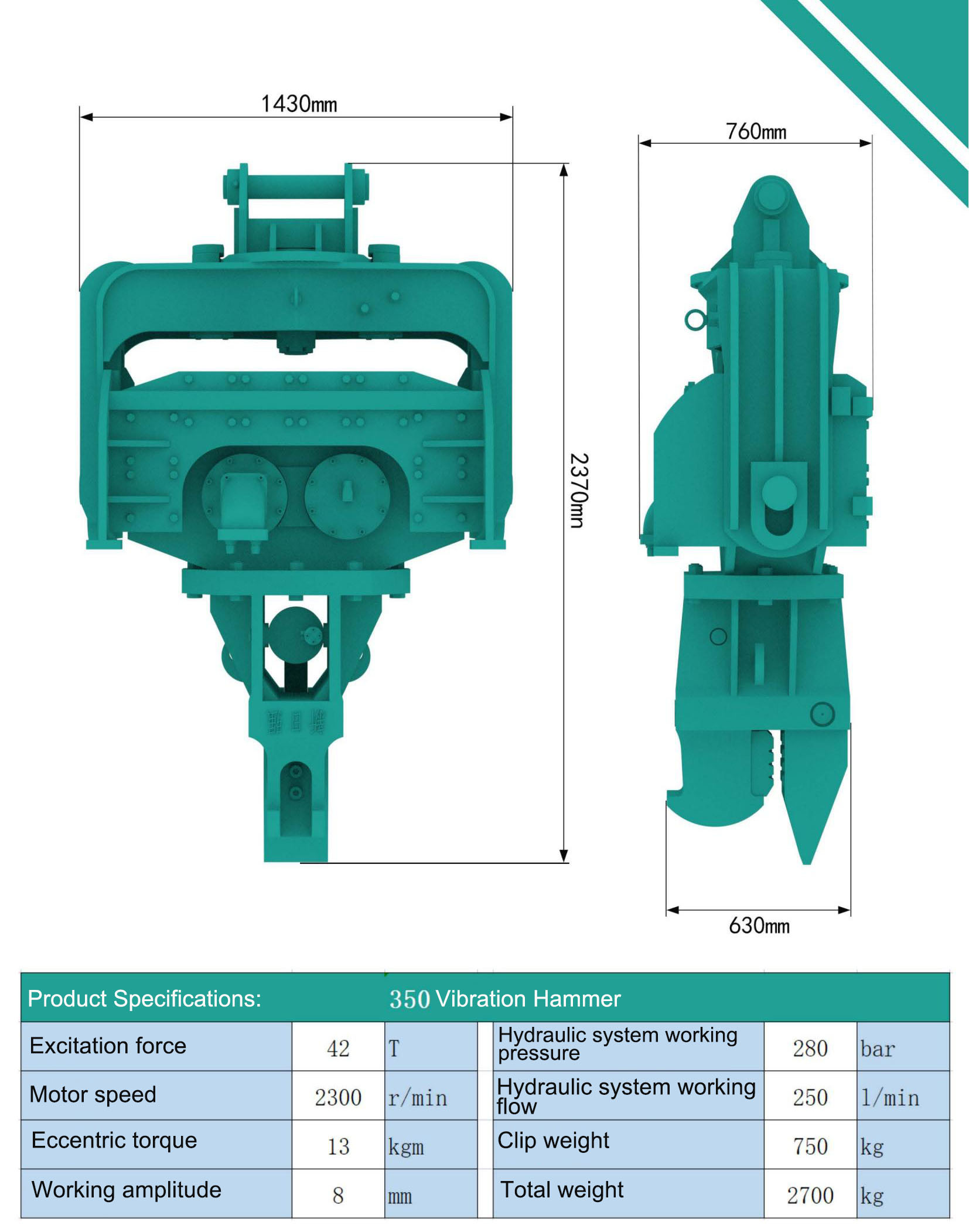 Hitachi Excavator Vibratory Pile Driver Powered By Parker Motor And SKF VA405 Bearings