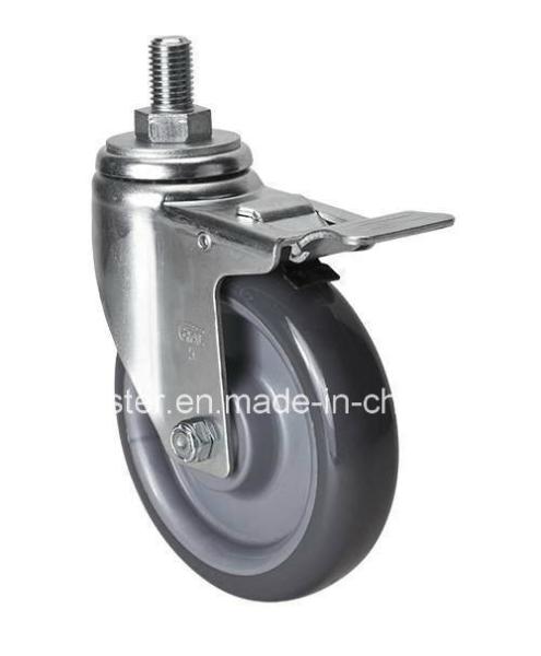 5045-75 Zinc Plated Industrial Applications PU Caster with 5" 130kg Threaded