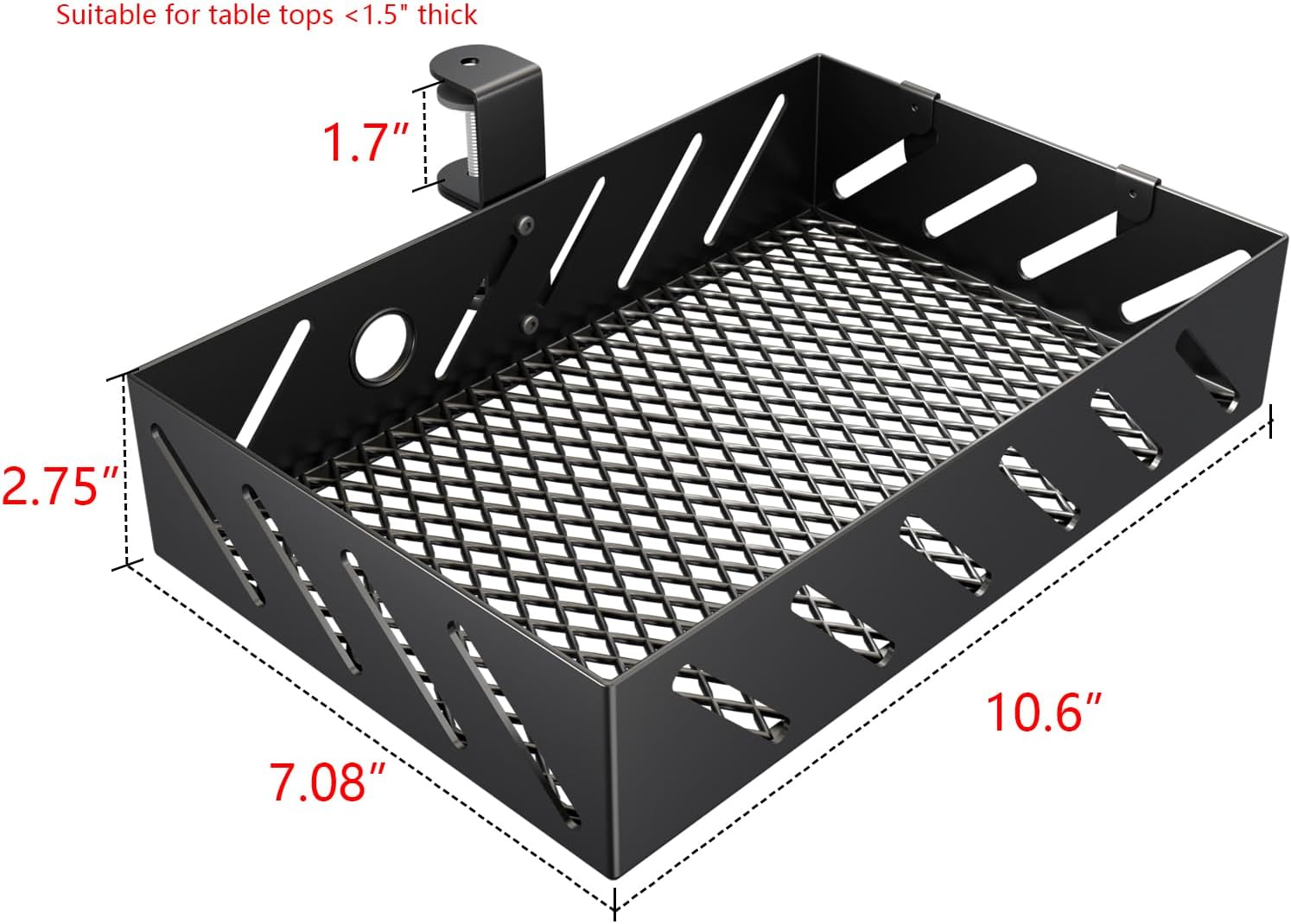 360 Degree Rotatable Under Desk Clamp-on Storage Drawer for Home Office Organization