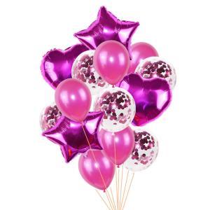 Quality 14pcs/set 18inch Heart Star Foil Balloons 12inch Latex Confetti Helium Air Ball Globo Multicolor Wedding Birthday Party wholesale