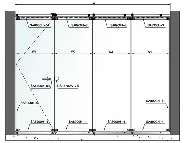 Aluminum Frameless Glass office Balcony Sliding Door Movable Partition Folding Wall