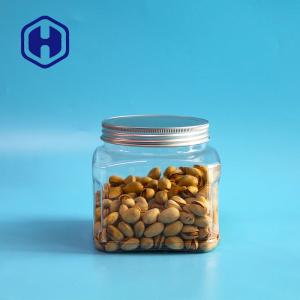 Quality Bpa Free 1000ml Short Grip PET Square Plastic Jar With Aluminum Lid wholesale