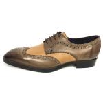 Iron Woven Mens Woven Leather Lace Up Shoes Pointed Toe Flats Mens Brown Wedding