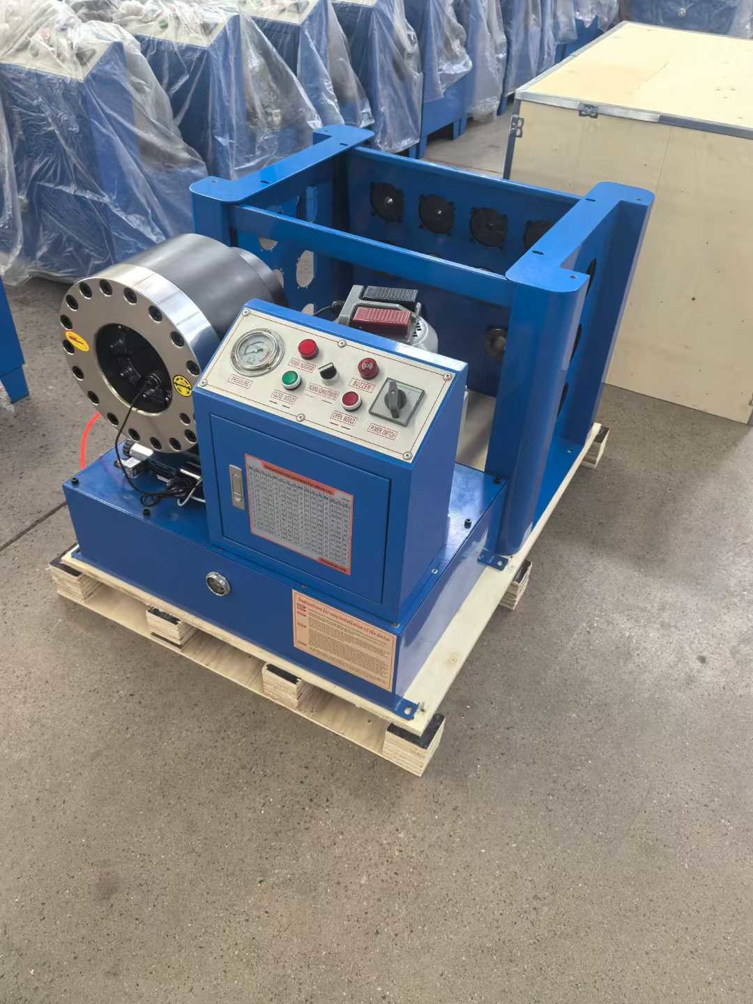 Efficient Portable Hydraulic Hose Crimper Crimping Blue Color Electric Model With Rack And Fast Change Mould ToolsRange 1/4-1.5" 6 To 38mm Hyd Hose