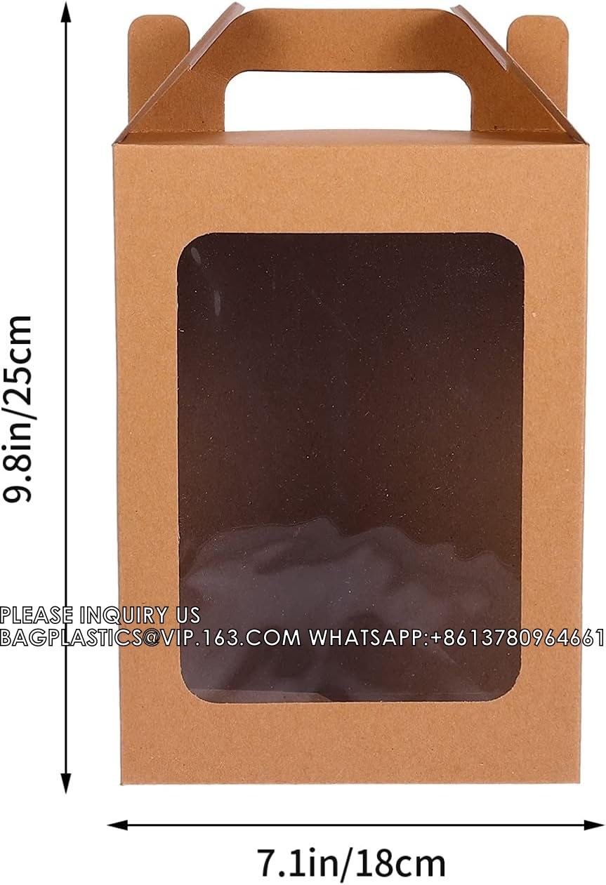 Flower Bouquet Paper Gift Bags With Handles, Wedding Party Bags Window Box Gift Wrapping Bags Small Cake Boxes Bakery