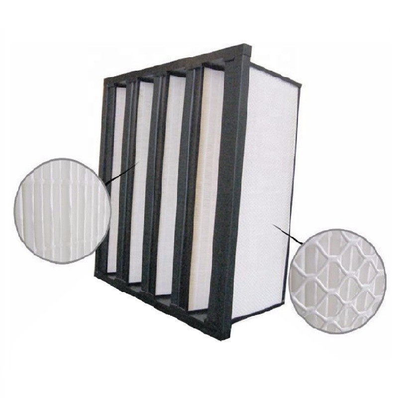 Plastic Frame 2850m3/h V Bank F6 Cleanroom Air Filter 1000g Dust Holding
