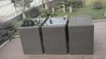 Resin Wicker Bar Set With Cushion , Black Bar Table With Glass