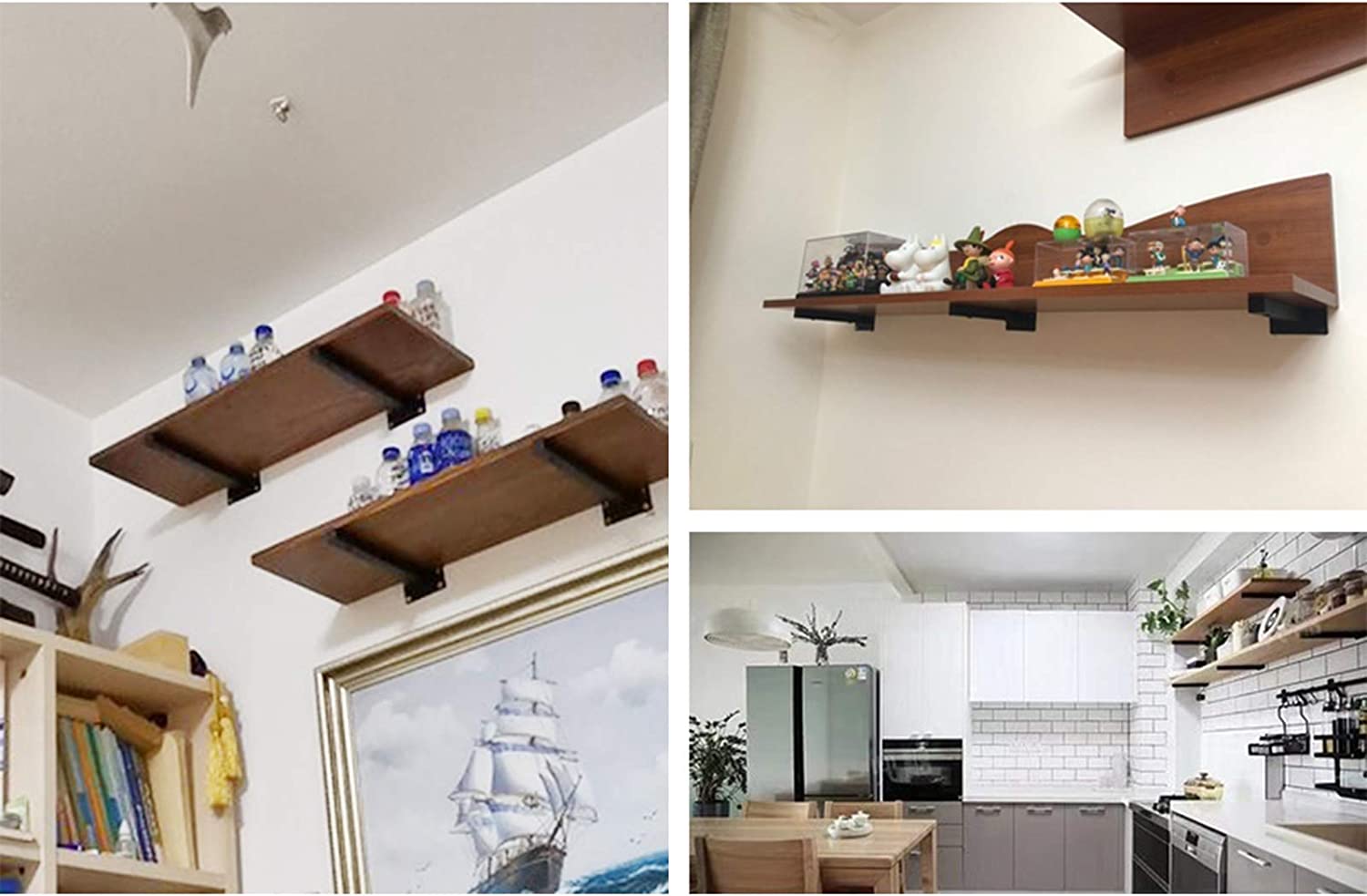 Shelf Bracket 10 Inch Heavy Duty Frosted Black Wall Shelf Brackets for Floating