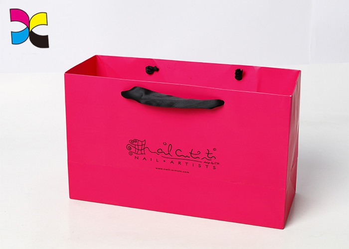 Window And Small Handle Printed Paper Bags For Chain Store / Supermarket