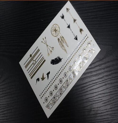 Gold Metallic foil Tattoos, silver metallic foil tattoo, gold and silver
