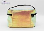 Flashing Gold Leather Cosmetic Bag Eye Catching Customized Lady Handbag