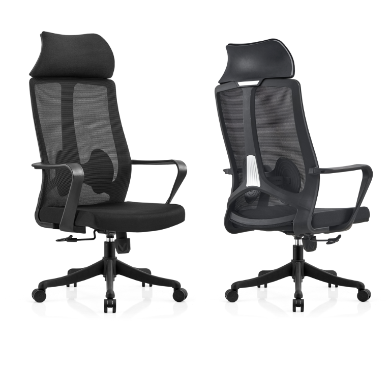 Adjustable Height Mid Back Staff Swivel Mesh Office Chair with Solid Wood Legs Armrest