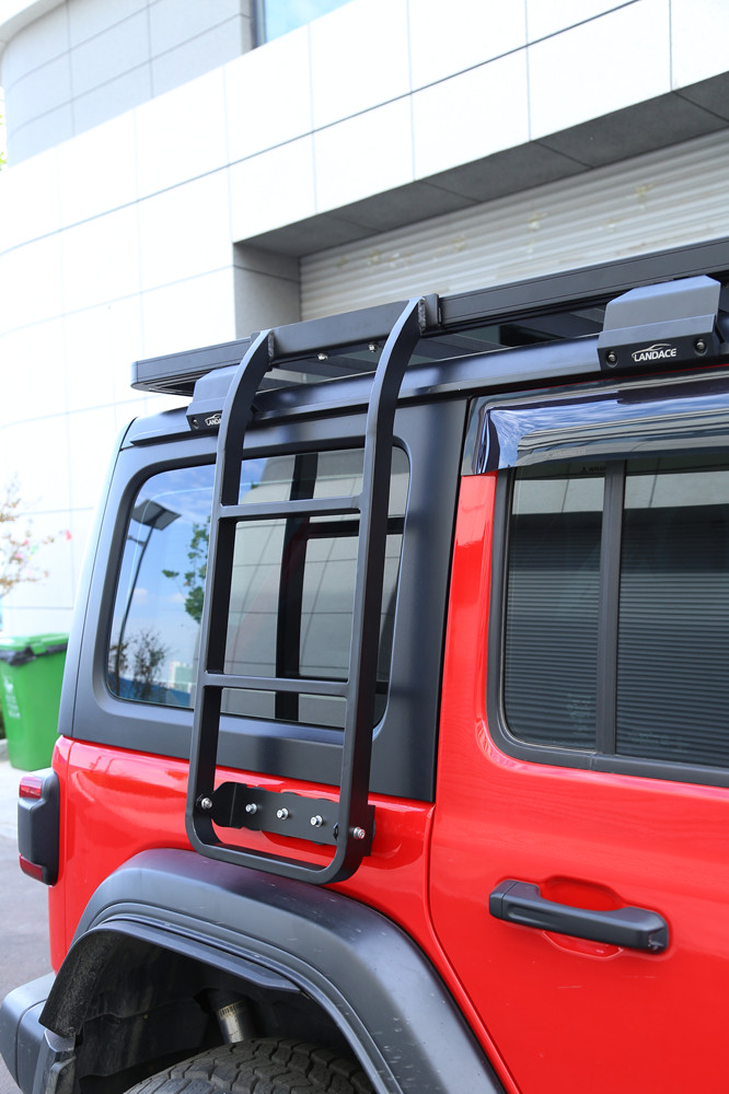 200kg Load Capacity Black Powder Coating Aluminum Alloy Car Roof Racks with Ladder for Jeep Wrangler on Top