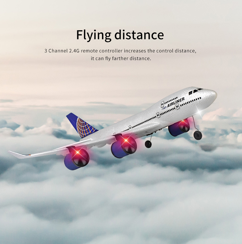 Simulated Remote Controlled Glider 2.4g Fixed Wing Aircraft Ready-to-Go Children's RC Electric Toy Three Passenger Plane