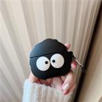 Anti Lost Cute Black Airpod Cases Black Silicone Cartoon Finger Print Proof