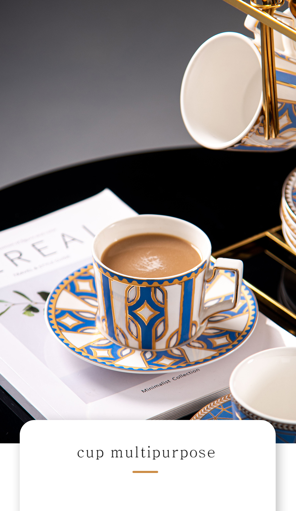 Reusable Floral Decal Design Porcelain Cup And Saucer Set Ceramic Turkish Coffee Tea Cup