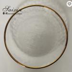 Gold Beaded Clear Acrylic Charger Plates Round Plate Gold Rim 33CM
