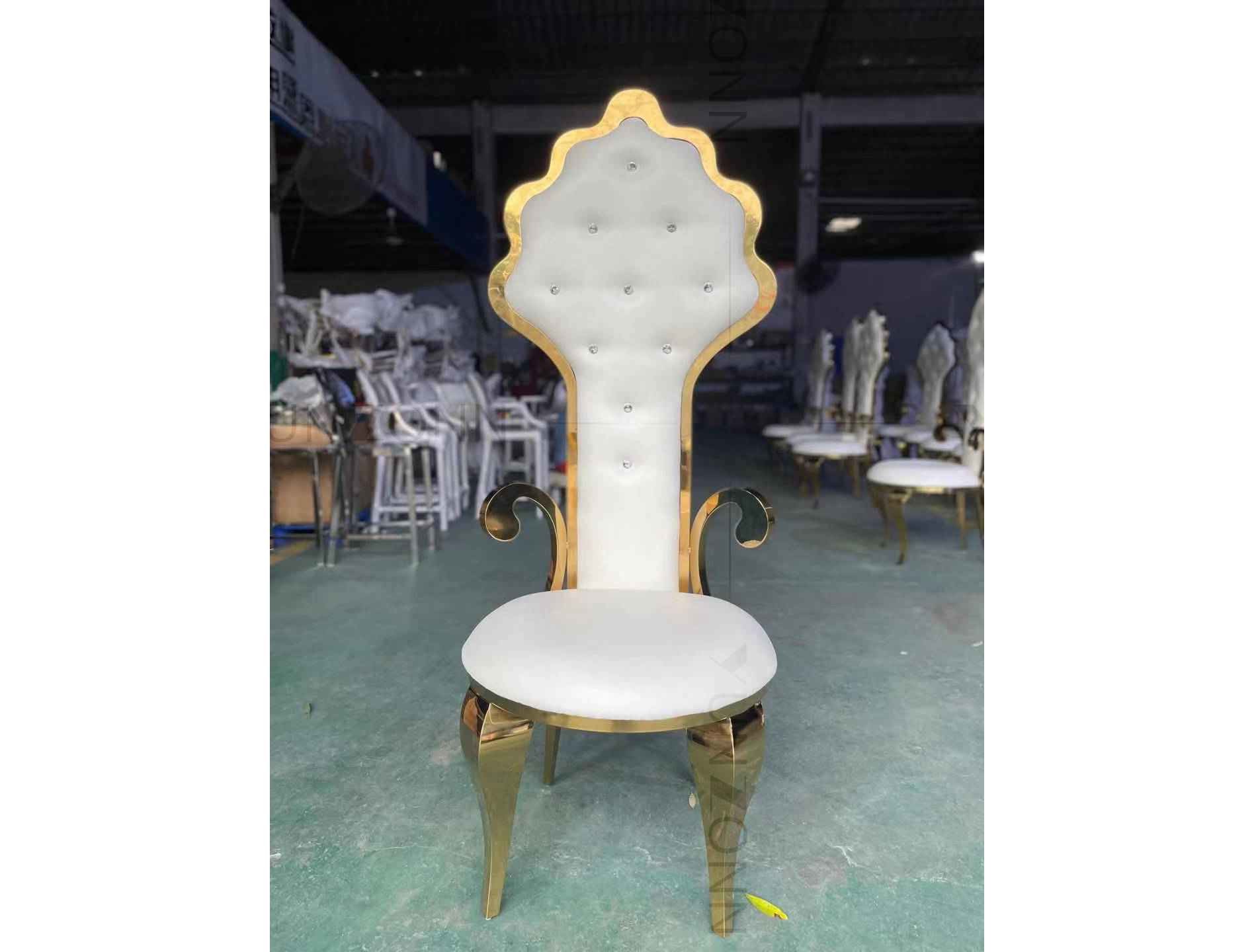 Magnificent Furnishings White Bridal Chair Wedding Banquet Chair High Back Stainless Steel