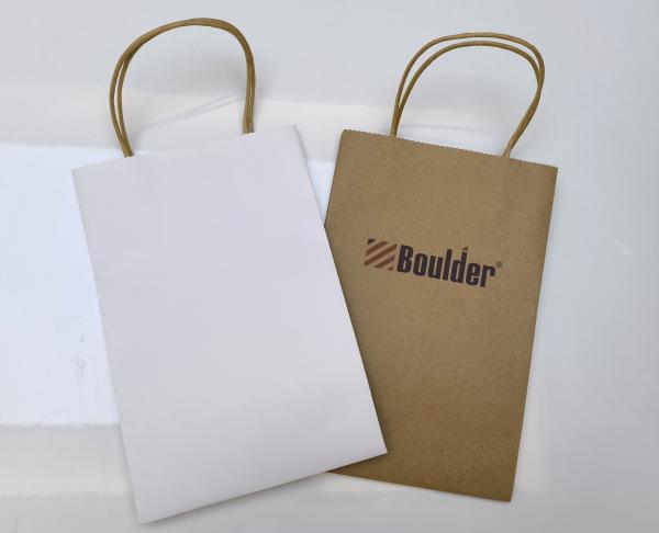 FSC Packaging Accessories , white brown black kraft paper bags with handles 4C