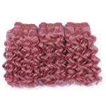 Pink Deep Curly Remy Human Hair Bundles Sew In Weave Bundles Brazilian Bundle